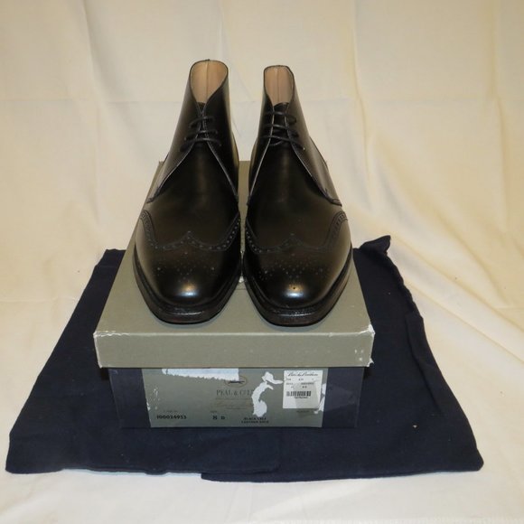 Peal Co Crockett Jones Black Wingtip Boots 8D NWB - Picture 12 of 12